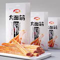 Weilong Big Gluten Spicy Strips Tasty Snack Food With Packaging Bags On Plate