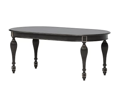 Elegant Oval Black Dining Table With Carved Legs And Classic Design 3d model
