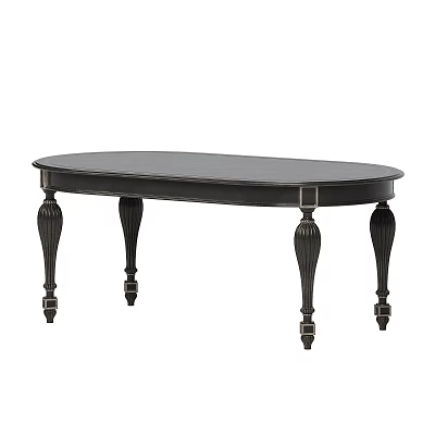 Elegant Oval Black Dining Table With Carved Legs And Classic Design 3d model