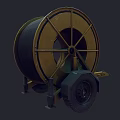 Electric Trolley Cable Reel Trailer With Yellow Frame And Wheels For Power Supply