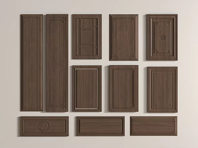 Brown Wooden Door Panels With Various Designs Decorative Lines And Simple Flat Surfaces 3d model