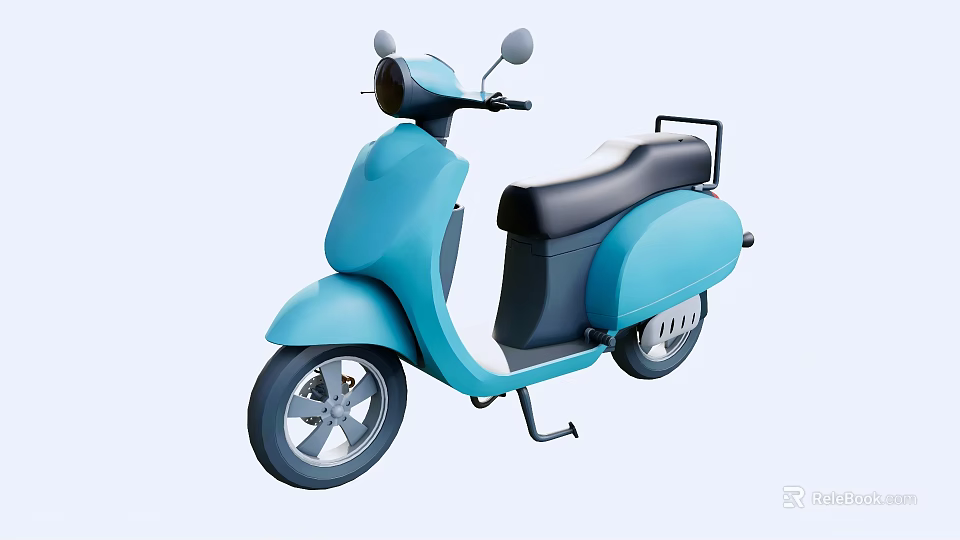 Light Blue Modern Scooter With Black Seat And Sleek Body Design 3d model 