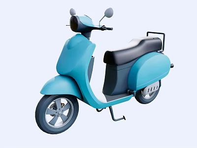 Light Blue Modern Scooter With Black Seat And Sleek Body Design 3d model