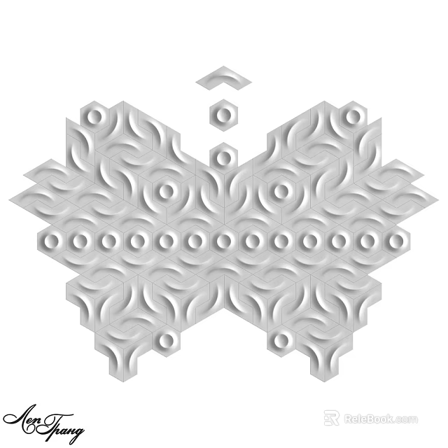 Symmetrical Textured Wall Design With Intricate Curved Patterns And Circles 3d model 