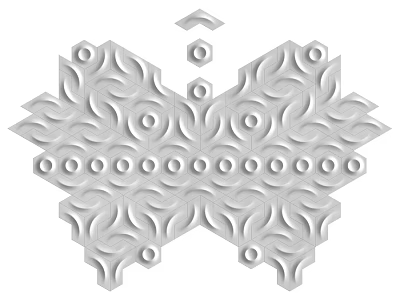 Symmetrical Textured Wall Design With Intricate Curved Patterns And Circles 3d model