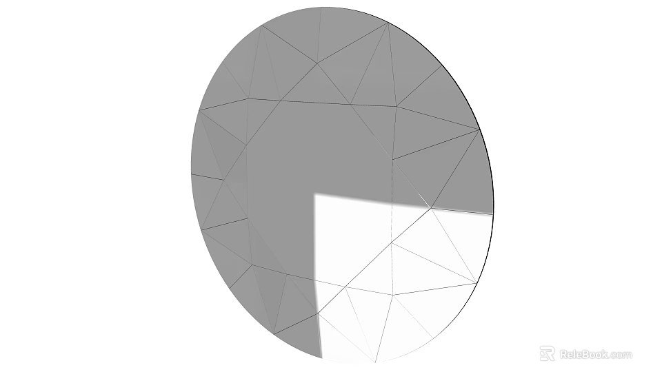 Modern Round Mirror with Geometric Lines and Abstract Design Features 3d model 