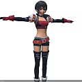 Anime Style Game And Movie Character With Red Black Armor And Short Pants Outfit