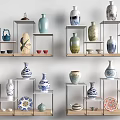 Ceramic Wares Displayed on Shelves Including Vases Plates and Decorative Pieces