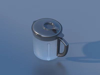 Transparent Glass Container With Metal Lid And Handle For Daily Use 3d model