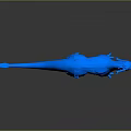 3D Rendered Blue Metallic Dinosaur Game Movie Character With Shiny Surface And Glowing Effects