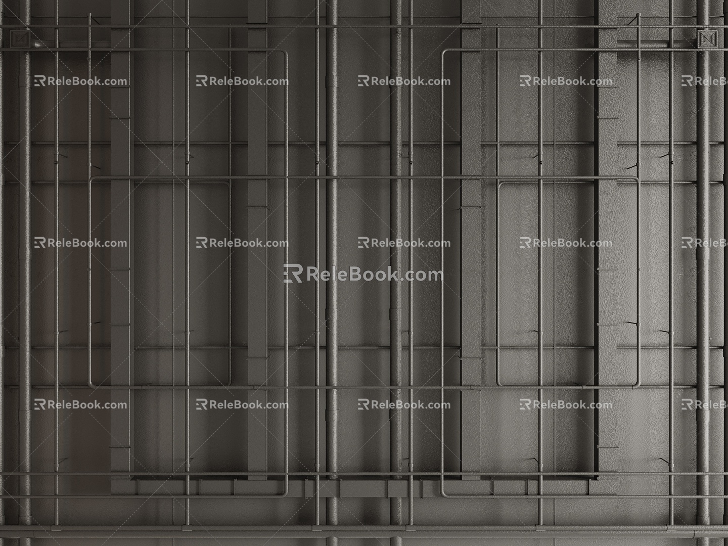 Industrial wind ceiling, bare roof, pipe roof 3d model