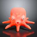 Orange Octopus Toy Character With Round Head Multiple Tentacles And Playful Facial Expression