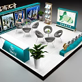 Ankang Northwest Exhibition Booth Design with Tables Chairs Displayed Images Map and Potted Plant