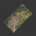 Natural Mountain Village Landscape With Red Roofs Lush Greenery And Hilly Terrain
