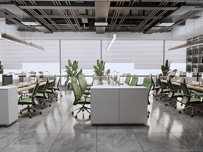 modern public office area office area 3d model