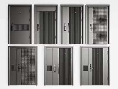 Modern Security Doors With Various Designs And Stylish Patterns For Home Protection 3d model