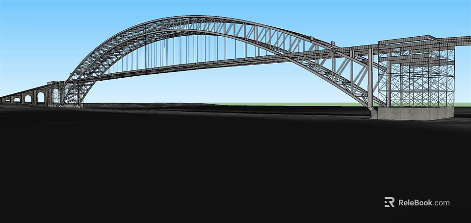 Steel Arch Bridge Structure With Blue Sky Background And Modern Design 3d model 