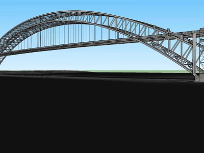 Steel Arch Bridge Structure With Blue Sky Background And Modern Design 3d model