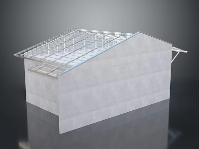 Modern Concrete Building With Glass Roof Frame And Minimalist Exterior Design 3d model