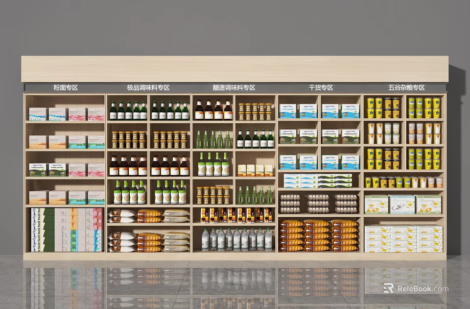 Retail Store Display Shelves With Organized Various Products And Multi Layered Arrangement 3d model 