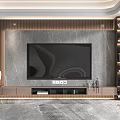 Modern TV Background Wall Design With Marble Texture Wooden Cabinet And Open Shelves