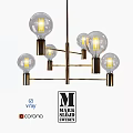 Modern Chandelier Design With Glass Bulbs And Brass Metal Frame Illuminated Lights