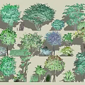 Diverse Green Trees And Shrubs Collection For Landscape Design 3d model