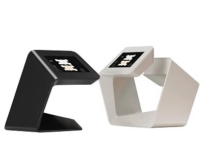 Black And White Commercial Equipment Display Stands With Digital Screens 3d model