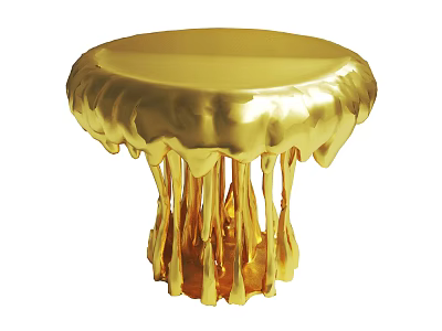 Golden Sculptural Decoration With Melting Round Top And Dripping Golden Structure 3d model