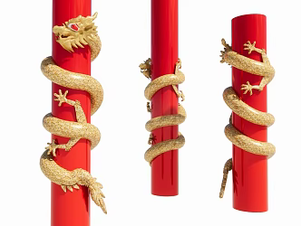 Chinese dragon dance column 3d model