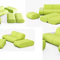 Modern Green Modular Sofa Set With Various Modules And Flexible Combinations 3d model