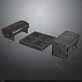 Three Industrial Equipment Metal Enclosures With Grilled Panels And Lidded Cases