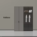 Sleek Modern Poliform Wardrobe With Open And Closed Sections Featuring Hanging Clothes And Folded Items 3d model