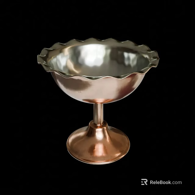 Elegant Copper Cup With Scalloped Edge And Round Base For Decorative 3d model 