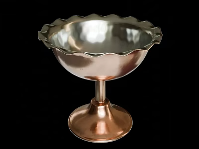 Elegant Copper Cup With Scalloped Edge And Round Base For Decorative 3d model
