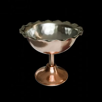 Elegant Copper Cup With Scalloped Edge And Round Base For Decorative 3d model
