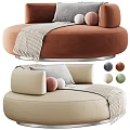 Modern Soft Round Velvet Leisure Chair With Decorative Pillows And Striped Throw Blanket Multiple Colors