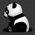 Adorable Sitting Panda Doll With Black White Fur Blue Eyes And Pink Paws