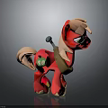 Red Pony Toy Figure With Pink Mane Green Symbol And Brown Harness