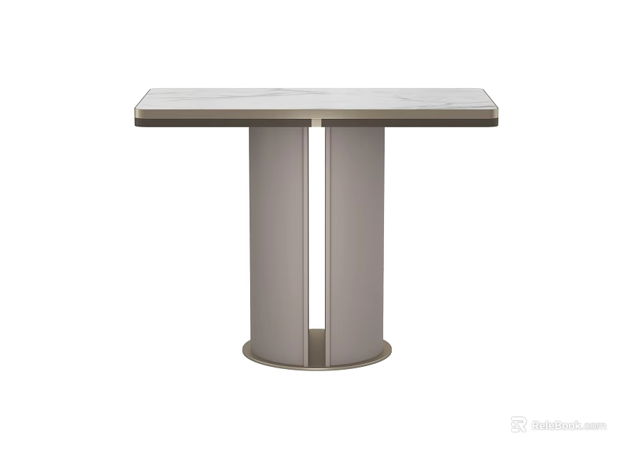 Modern Side Table With Marble Top And Double Metal Column Base Design 3d model