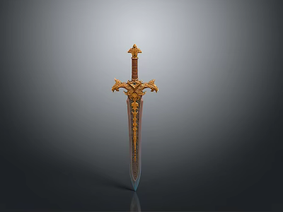 Exquisite Decorative Sword With Golden Crossguard Detailed Hilt And Intricate Engravings 3d model