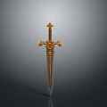 Exquisite Decorative Sword With Golden Crossguard Detailed Hilt And Intricate Engravings