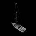 White 3D Model Sailboat With Mast Rigging And Black Background 3d model