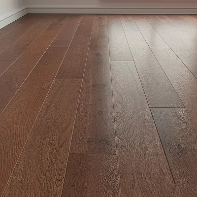 Dark Brown Hardwood Oak Wooden Floor Planks With Natural Grain And Polished Surface 3d model