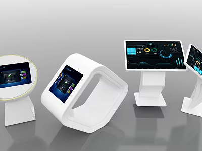 Modern Interactive Public Facility Kiosks With Digital Screens And Data Displays 3d model