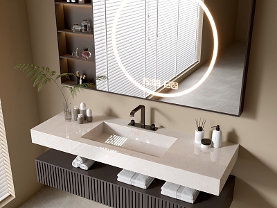 Modern Bathroom Cabinet Bathroom Counter Basin Bathroom Decoration Mirror Cabinet Sink 3d model