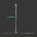 Green Manual Water Pump Installed On Square Concrete Base Slab Structure