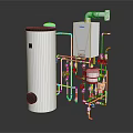 Efficient Home Domestic Water Heating Appliance System With Storage Tank And Pipes
