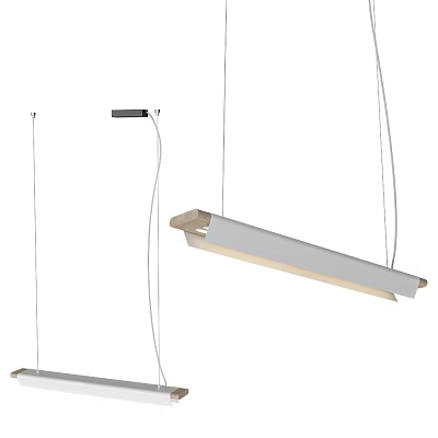 Modern Linear Pendant Lights With Sleek Design And Wooden Accents For Interior 3d model
