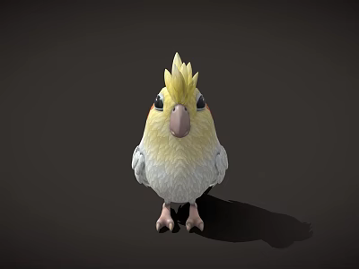 Cute Game Movie Character Parrot With Yellow Crest White And Yellow Feathers And Pink Beak 3d model